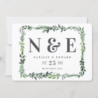 leafy watercolor floral save the date