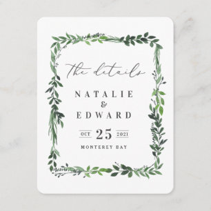 leafy watercolor foliage details card