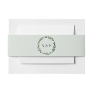 leafy watercolor frame belly band invitation belly band