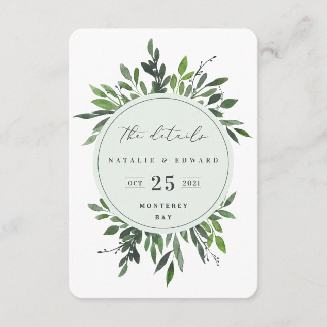 leafy watercolor geometric details card (Front)