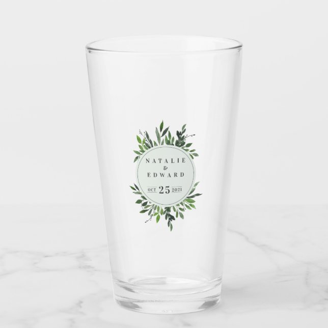 leafy watercolor geometric green elegant glass (Front)