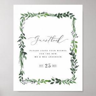 leafy watercolor geometric guestbook wedding
