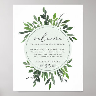 leafy watercolor geometric wedding poster