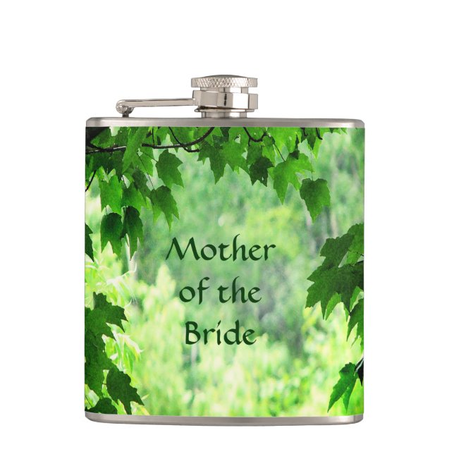 Leafy Wedding Mother of the Bride Hip Flask (Front)