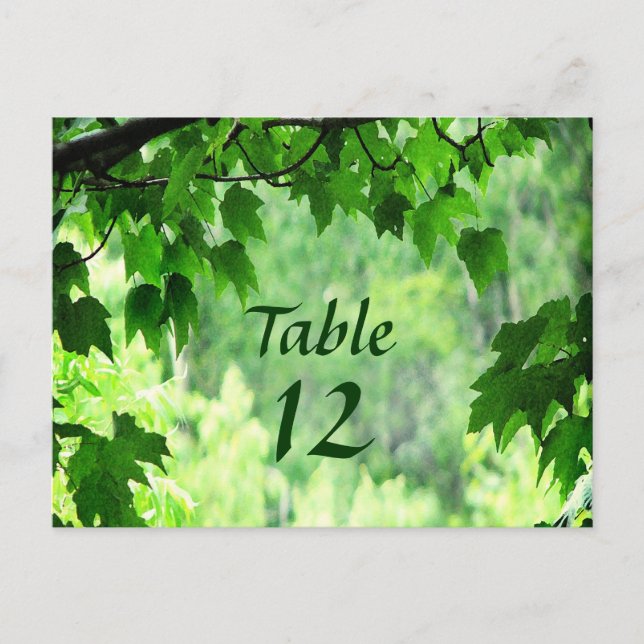 Leafy Wedding Table Number Postcard (Front)