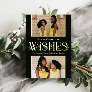 Leafy Wishes Foil Holiday Card Editable Colour