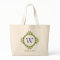 Leafy wreath green monogram personalised tote