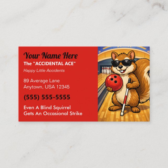 League Bowler “The Accidental Ace” Blind Squirrel Calling Card (Front)