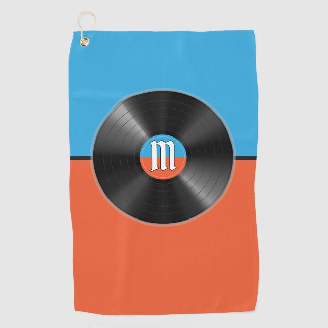 League Scramble Retro Vinyl Record Initial Golf Towel (Front)