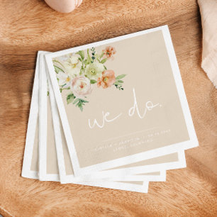 LEAH Creamy Beige Floral Wedding We Do Napkins