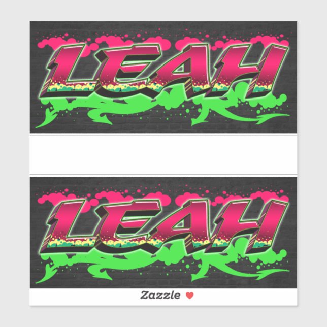 Leah First Name Graffiti Sticker (Sheet)