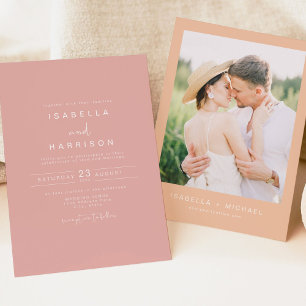 LEAH Modern Vibrant Pastel Pink Wedding Invitation
