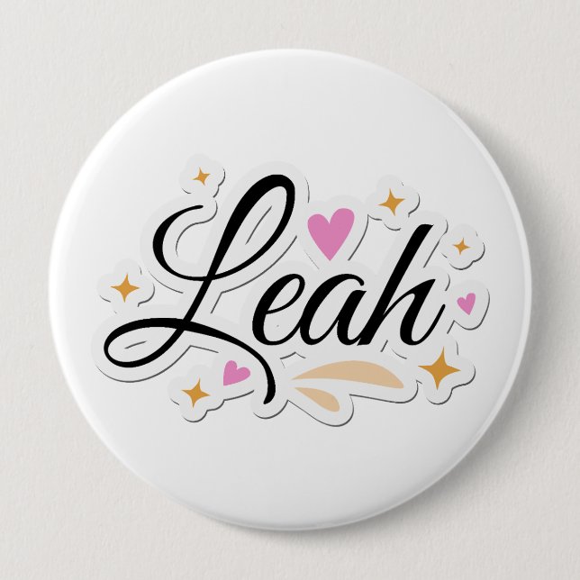 Leah name cute design 10 cm round badge (Front)