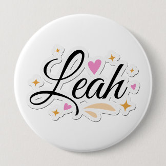Leah name cute design 10 cm round badge