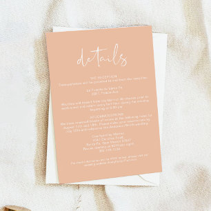 LEAH Pastel Coral Spring Wedding Details Card