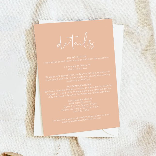 LEAH Pastel Coral Spring Wedding Details Card (Creator Uploaded)