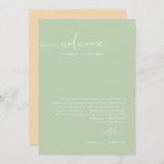 LEAH Pastel Wedding Weekend Welcome Schedule Invitation<br><div class="desc">This wedding welcome letter and schedule features an edgy handwritten font and modern minimalist design with a vibrant pastel green,  yellow,  and white colour combination. Easily edit *most* wording on this timeline. This wedding welcome schedule is perfect for your spring,  garden,  and summer inspired wedding events.</div>