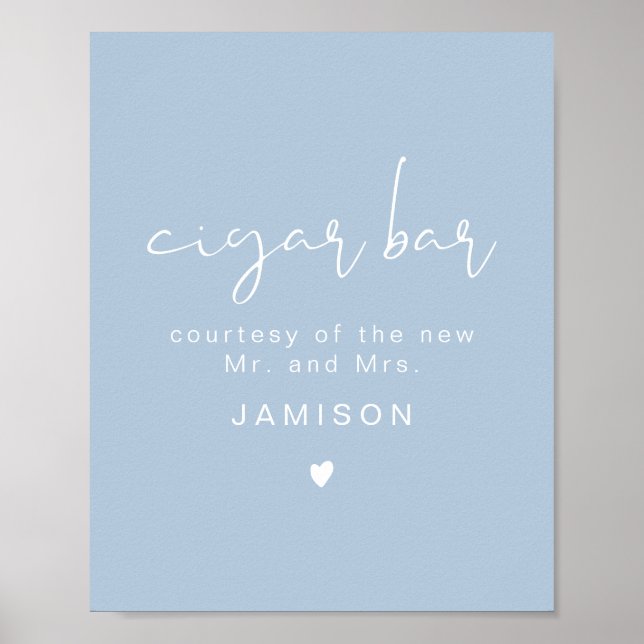 LEAH Vibrant Pastel Dusty Blue Wedding Cigar Bar Poster (Front)