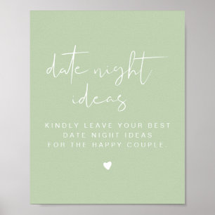 LEAH Vibrant Pastel Green Date Night Card Template Poster