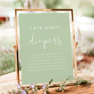 LEAH Vibrant Pastel Green Late Night Diapers Game Poster
