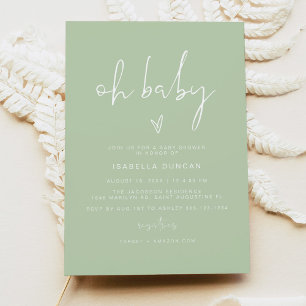 LEAH Vibrant Pastel Green Oh Baby Baby Shower Invitation