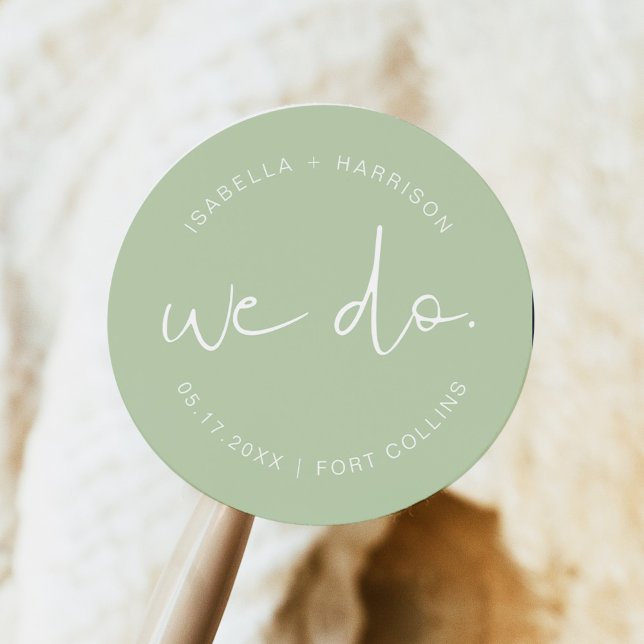 LEAH Vibrant Pastel Green Spring Garden Wedding  Classic Round Sticker (Creator Uploaded)