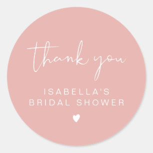 LEAH Vibrant Pastel Pink Bridal Shower Thank You Classic Round Sticker