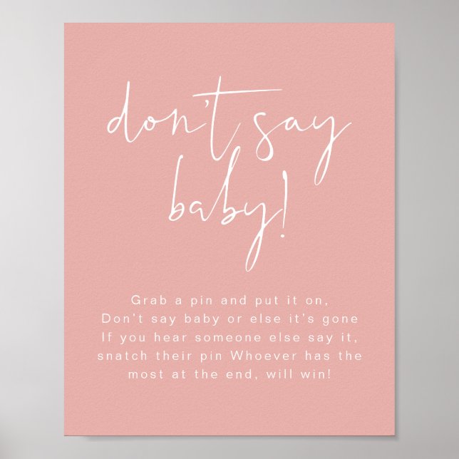 LEAH Vibrant Pastel Pink Sweet Don't Say Baby Sign (Front)