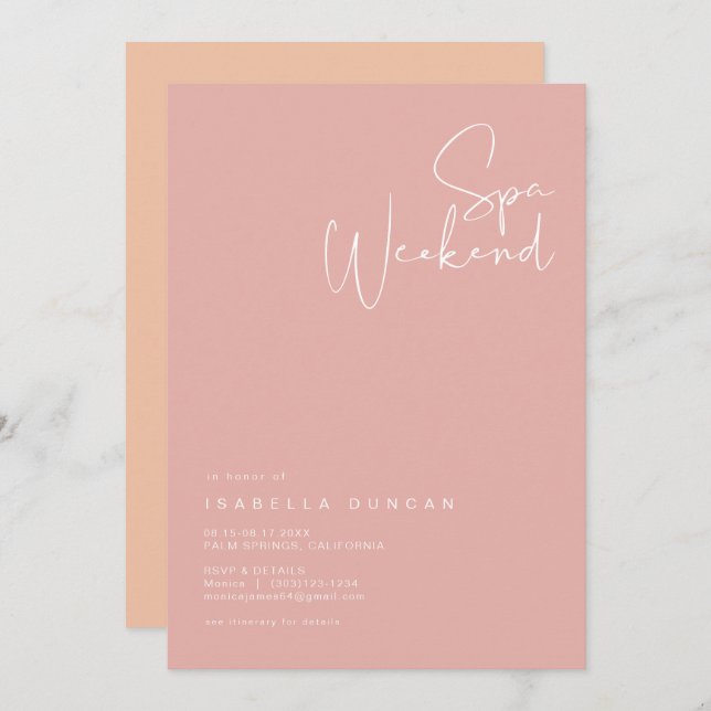 LEAH Vibrant Pastel Shades Bachelorette Spa Day Invitation (Front/Back)