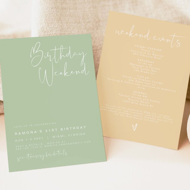 LEAH Vibrant Pastel Spring Cute Birthday Itinerary Invitation (Creator Uploaded)