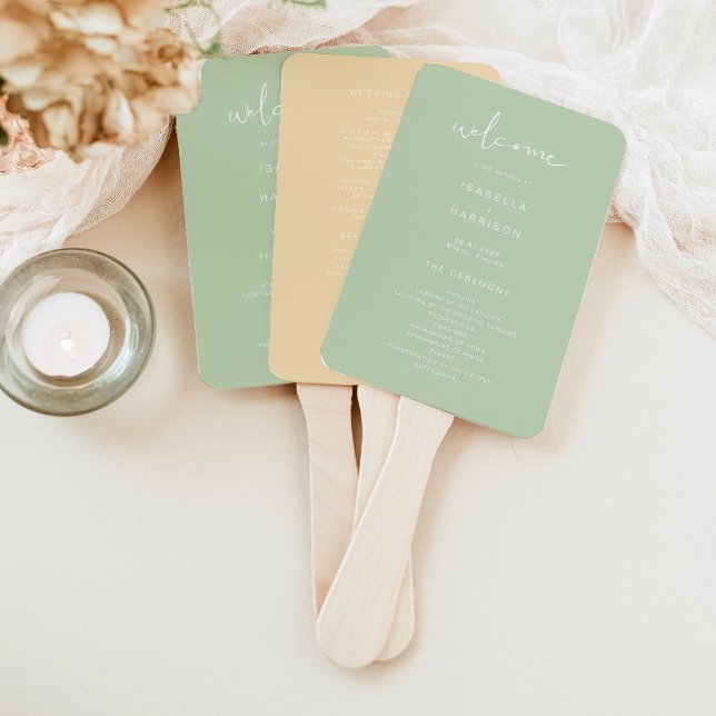 LEAH Vibrant Pastel Wedding Program Hand Fan (Creator Uploaded)