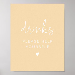 LEAH Vibrant Spring Pastel Yellow Drinks Bar Poster