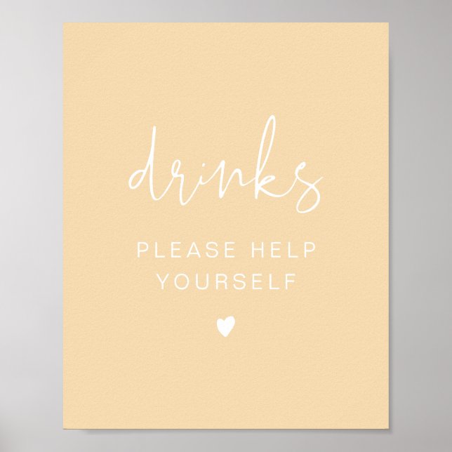 LEAH Vibrant Spring Pastel Yellow Drinks Bar  Poster (Front)