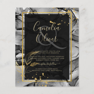 LeahG® Black Gold Alcohol Ink Wedding INVITE Flyer