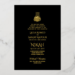 LeahG Black Gold Islamic Muslim Wedding Invites
