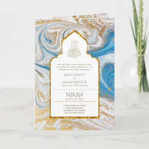 LeahG Blue Islamic Muslim Wedding Invites Nikah