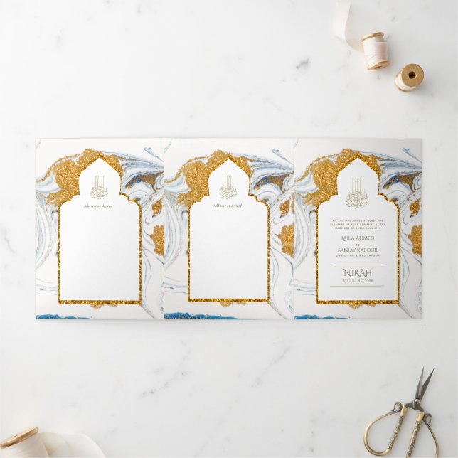 LeahG Blue Islamic Muslim Wedding Invites Nikah (Outside)