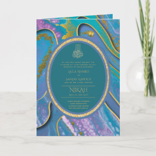LeahG Blue Islamic Muslim Wedding Invites Nikah