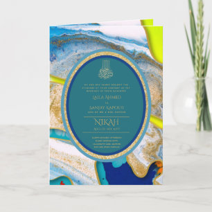 LeahG Blue Islamic Muslim Wedding Invites Nikah
