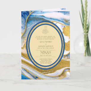 LeahG Blue Islamic Muslim Wedding Invites Nikah