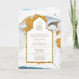 LeahG Blue Islamic Muslim Wedding Invites Nikah