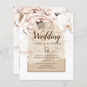 LeahG Blush Pink Champagne Floral Wedding Invite