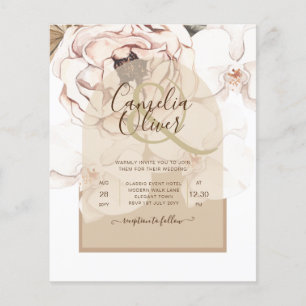 LeahG Blush Pink Champagne Floral Wedding Invite Flyer