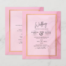 LeahG Blush Pink Gold INK Ombre Wedding INVITE