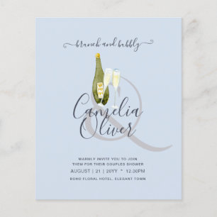 LeahG BUDGET Brunch Bubbly Bridal Shower Wedding Flyer