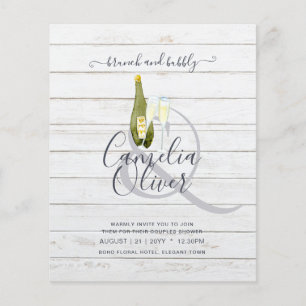 LeahG BUDGET Brunch Bubbly Bridal Shower Wedding Flyer