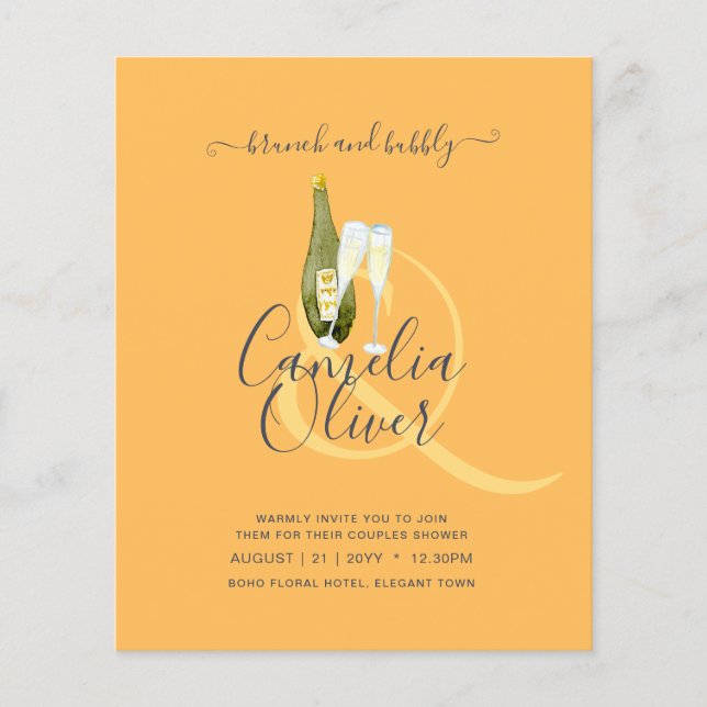 LeahG BUDGET Brunch Bubbly Bridal Shower Wedding Flyer (Front)