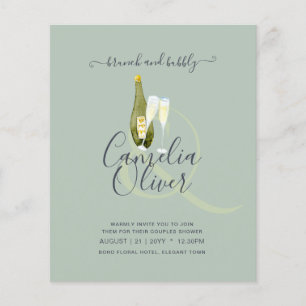 LeahG BUDGET Brunch Bubbly Bridal Shower Wedding Flyer