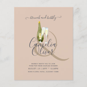 LeahG BUDGET Brunch Bubbly Bridal Shower Wedding Flyer