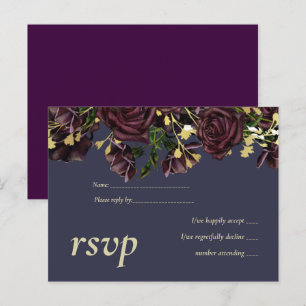 LeahG BUDGET Dark PLUM Roses Wedding Invitation Postcard